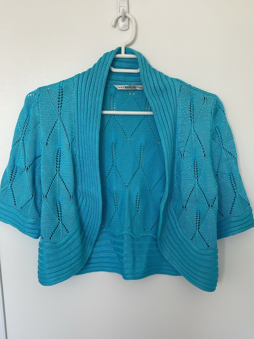Peter Nygard Turquoise Open-Front Short Sleeve Cardigan